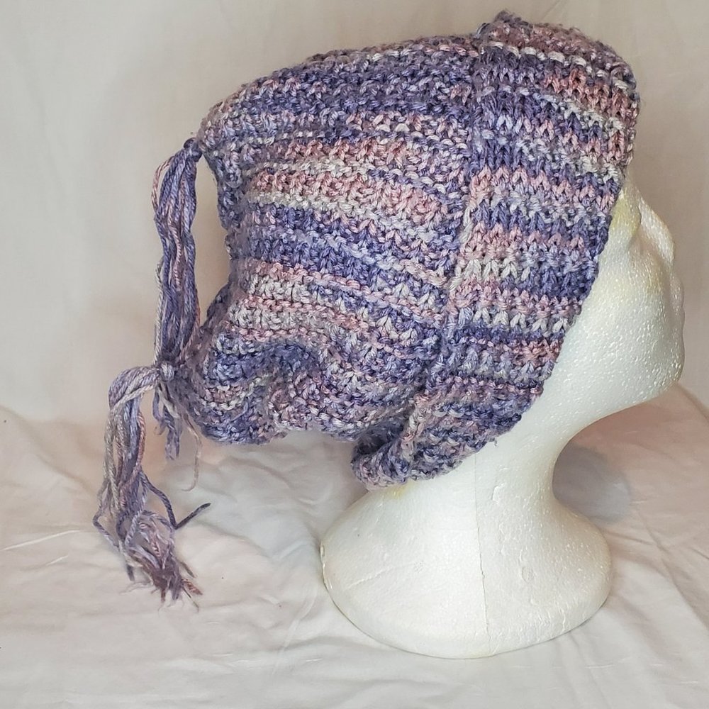 Winter Purple knitted Handmade Hat - Picture 2 of 3